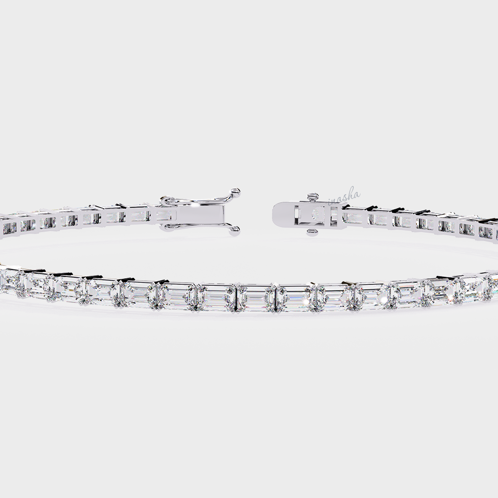 Luxury white gold lab grown emerald cut diamond tennis bracelet premium fine jewelry