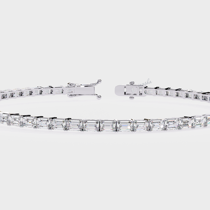 Luxury white gold lab grown emerald cut diamond tennis bracelet premium fine jewelry