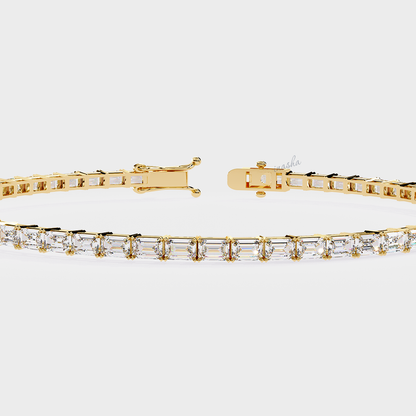 Luxury yellow gold lab grown emerald cut diamond tennis bracelet premium fine jewelry
