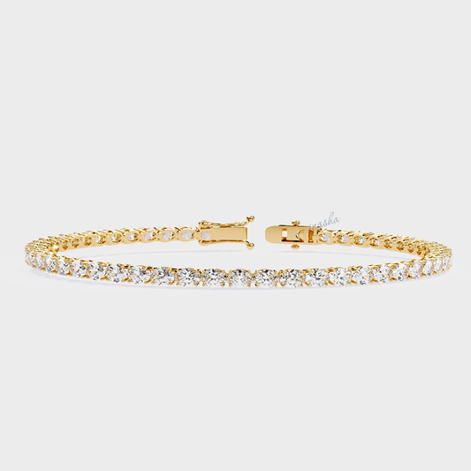 Certified GLI oval cut lab grown diamond tennis bracelet in yellow gold 9K 14K 18K