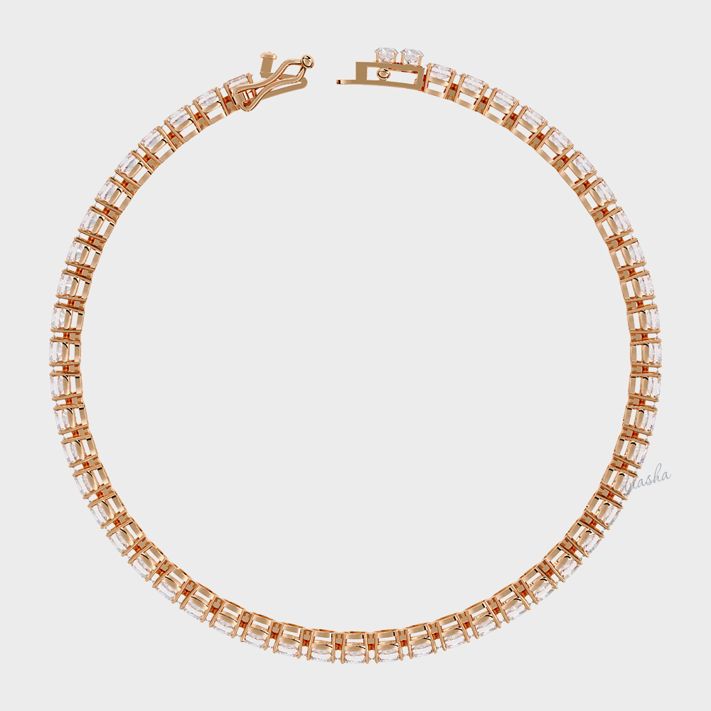 Hallmarked rose gold lab grown oval cut diamond tennis bracelet GLI certified elegant design