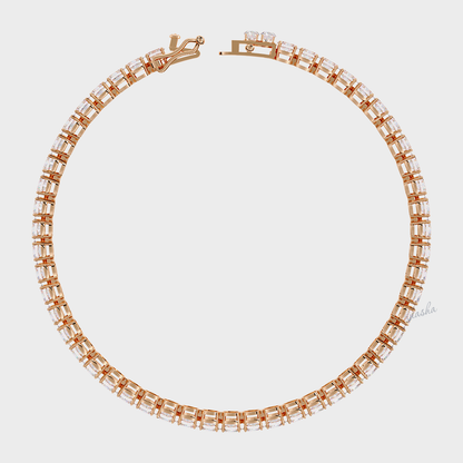 Hallmarked rose gold lab grown oval cut diamond tennis bracelet GLI certified elegant design