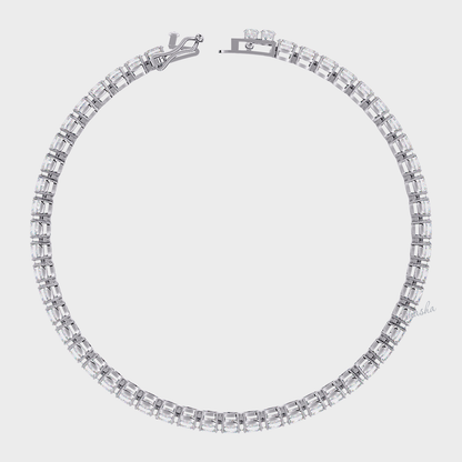 Hallmarked white gold and platinum lab grown oval cut diamond tennis bracelet GLI certified luxury
