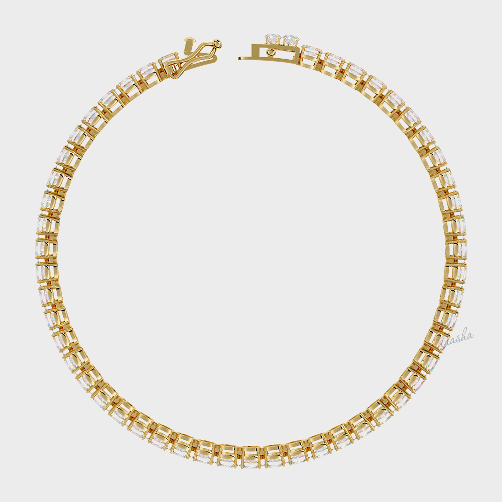 Hallmarked yellow gold lab grown oval cut diamond tennis bracelet GLI certified elegant design