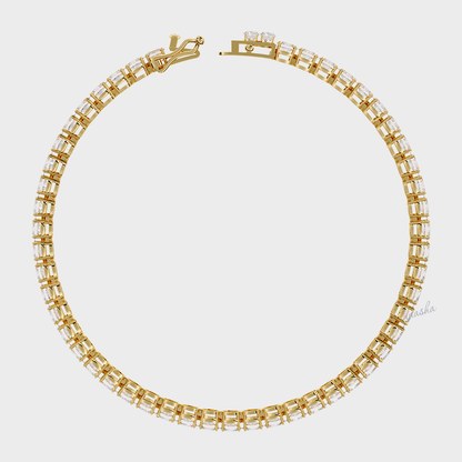 Hallmarked yellow gold lab grown oval cut diamond tennis bracelet GLI certified elegant design