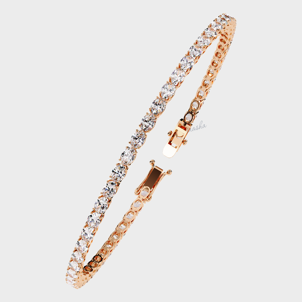 Oval cut lab grown diamond tennis bracelet in rose gold customizable luxury jewelry