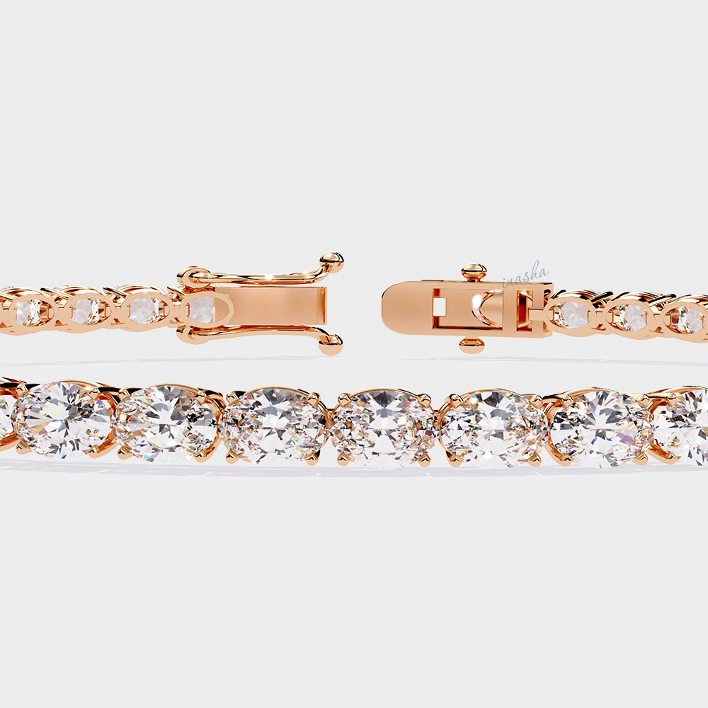 Luxury rose gold lab grown oval cut diamond tennis bracelet premium fine jewelry