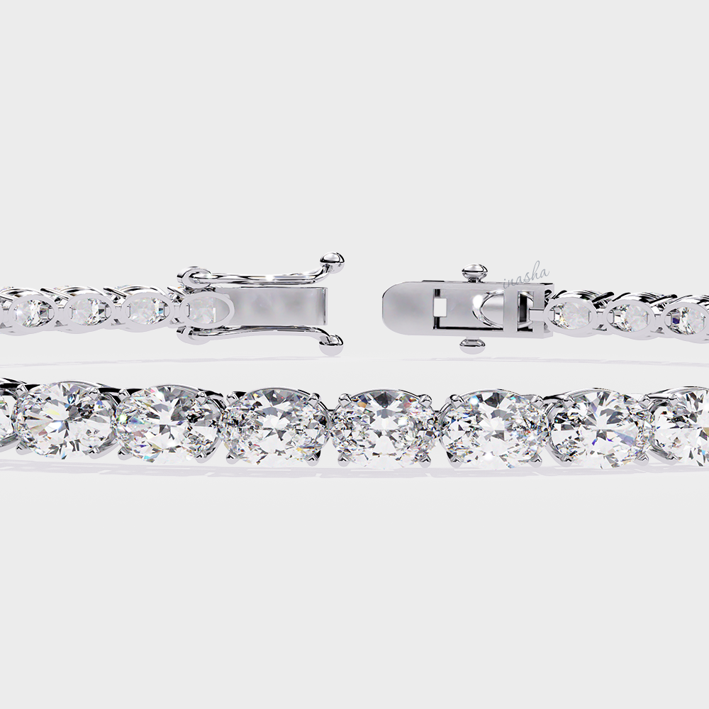 Luxury white gold lab grown oval cut diamond tennis bracelet premium fine jewelry