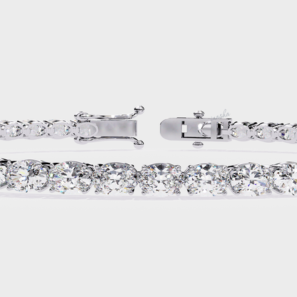 Luxury white gold lab grown oval cut diamond tennis bracelet premium fine jewelry