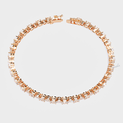 Oval round cut lab grown diamond tennis bracelet in rose gold customizable fine jewelry