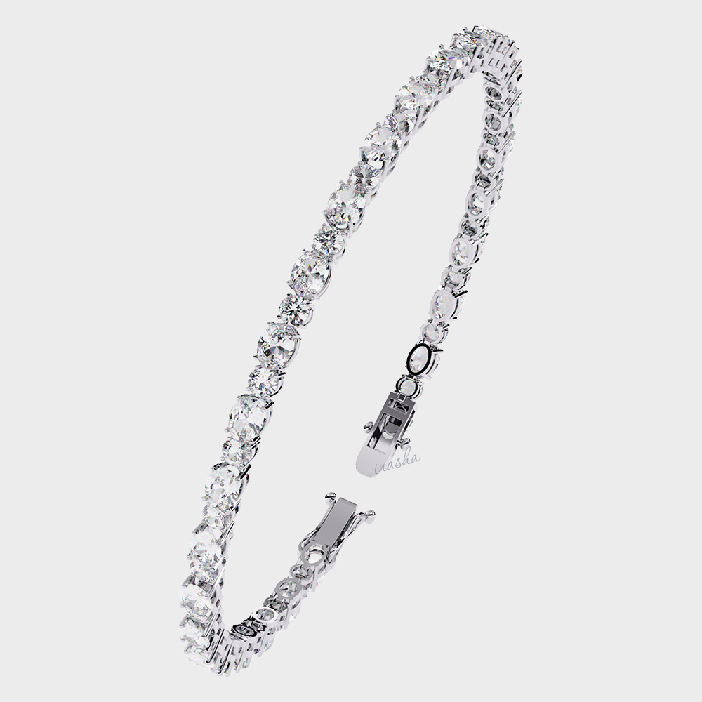  Hallmarked white gold and platinum lab grown diamond tennis bracelet GLI certified luxury