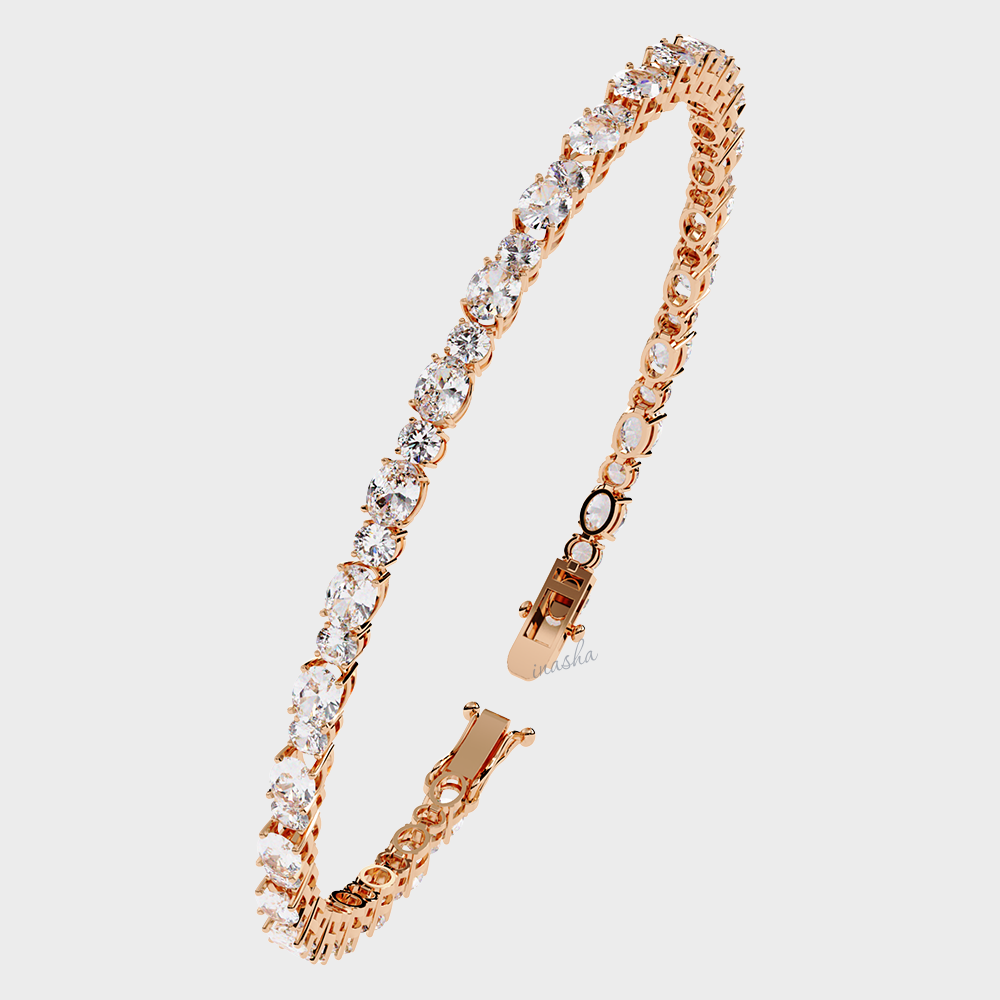 Luxury rose gold lab grown diamond tennis bracelet oval round cut premium jewelry