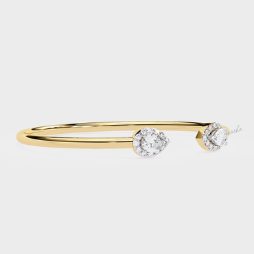 Certified Yellow Gold Pear and Round Cut Lab Diamond Bracelet