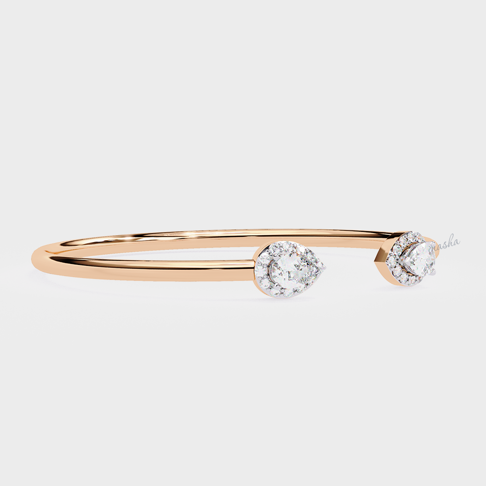 Certified Rose Gold Pear and Round Cut Lab Diamond Bracelet