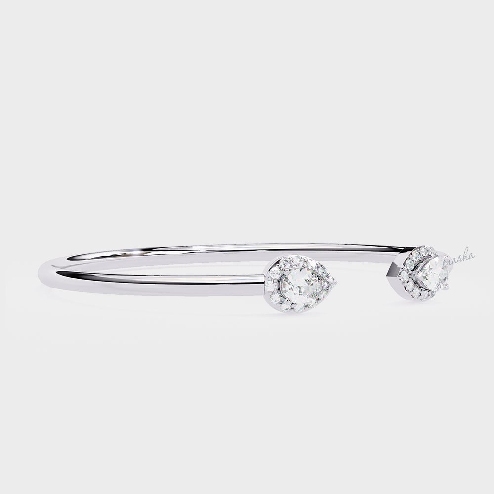 Certified White Gold Pear and Round Cut Lab Diamond Bracelet