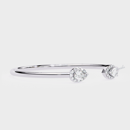 Certified White Gold Pear and Round Cut Lab Diamond Bracelet