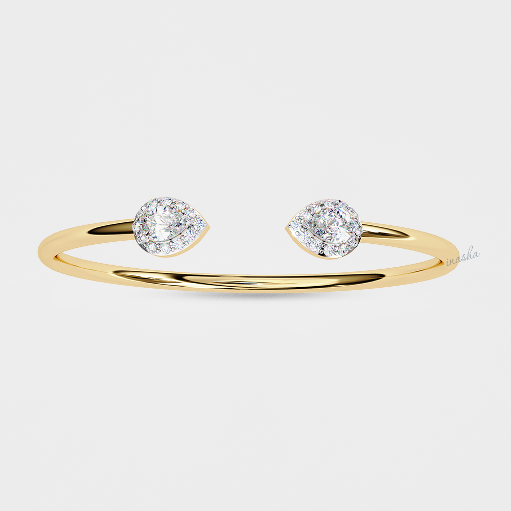 Yellow Gold Lab-Grown Diamond Bracelet with Pear and Round Cuts