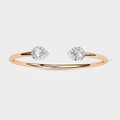 Rose Gold Lab-Grown Diamond Bracelet with Pear and Round Cut Stones