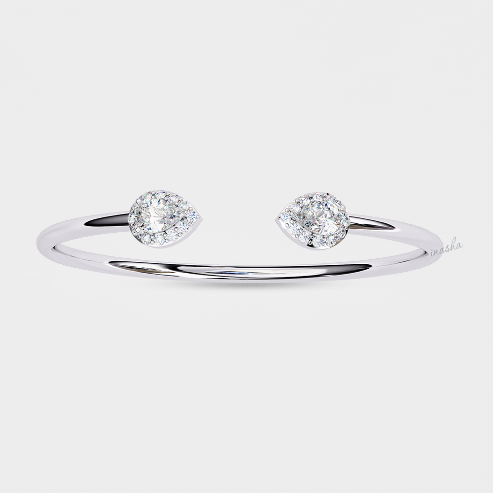 White Gold Lab-Grown Diamond Bracelet with Pear and Round Cut Stones