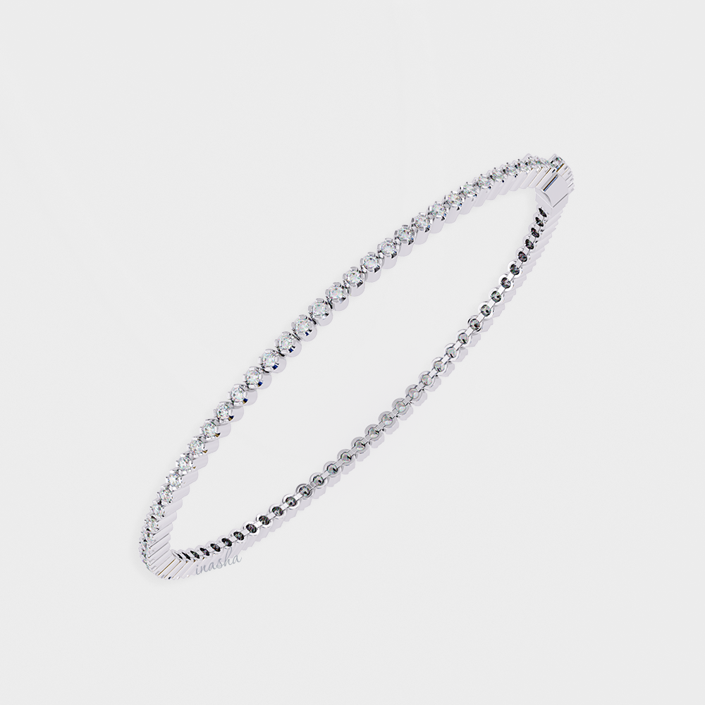 High-Polish White Gold Lab-Grown Diamond Tennis Bracelet