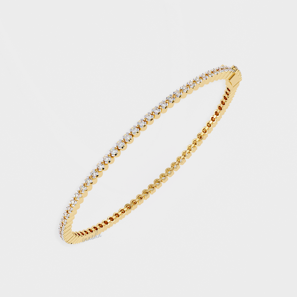 Yellow Gold Lab-Grown Diamond Tennis Bracelet Round Cut