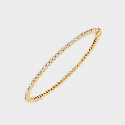 Yellow Gold Lab-Grown Diamond Tennis Bracelet Round Cut