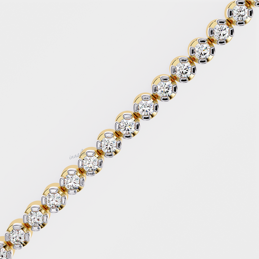 Satin Finish Yellow Gold Lab-Grown Diamond Tennis Bracelet