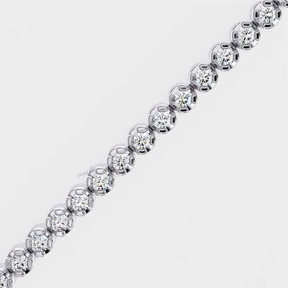White Gold Lab-Grown Diamond Tennis Bracelet Round Cut