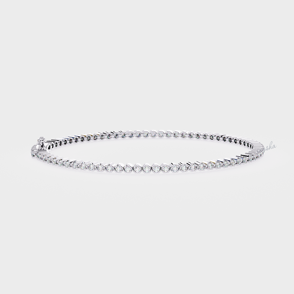 Premium Platinum Finish Lab-Grown Diamond Tennis Bracelet