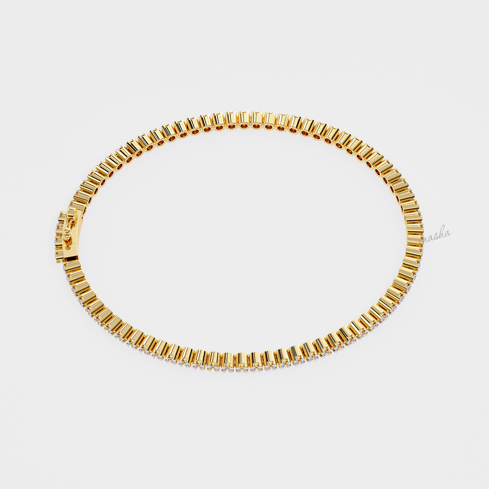 High-Polish Yellow  Gold Lab-Grown Diamond Tennis Bracelet