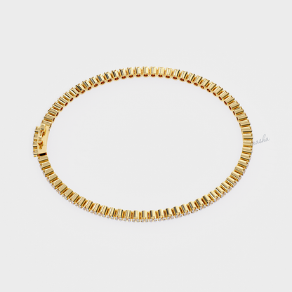 High-Polish Yellow  Gold Lab-Grown Diamond Tennis Bracelet