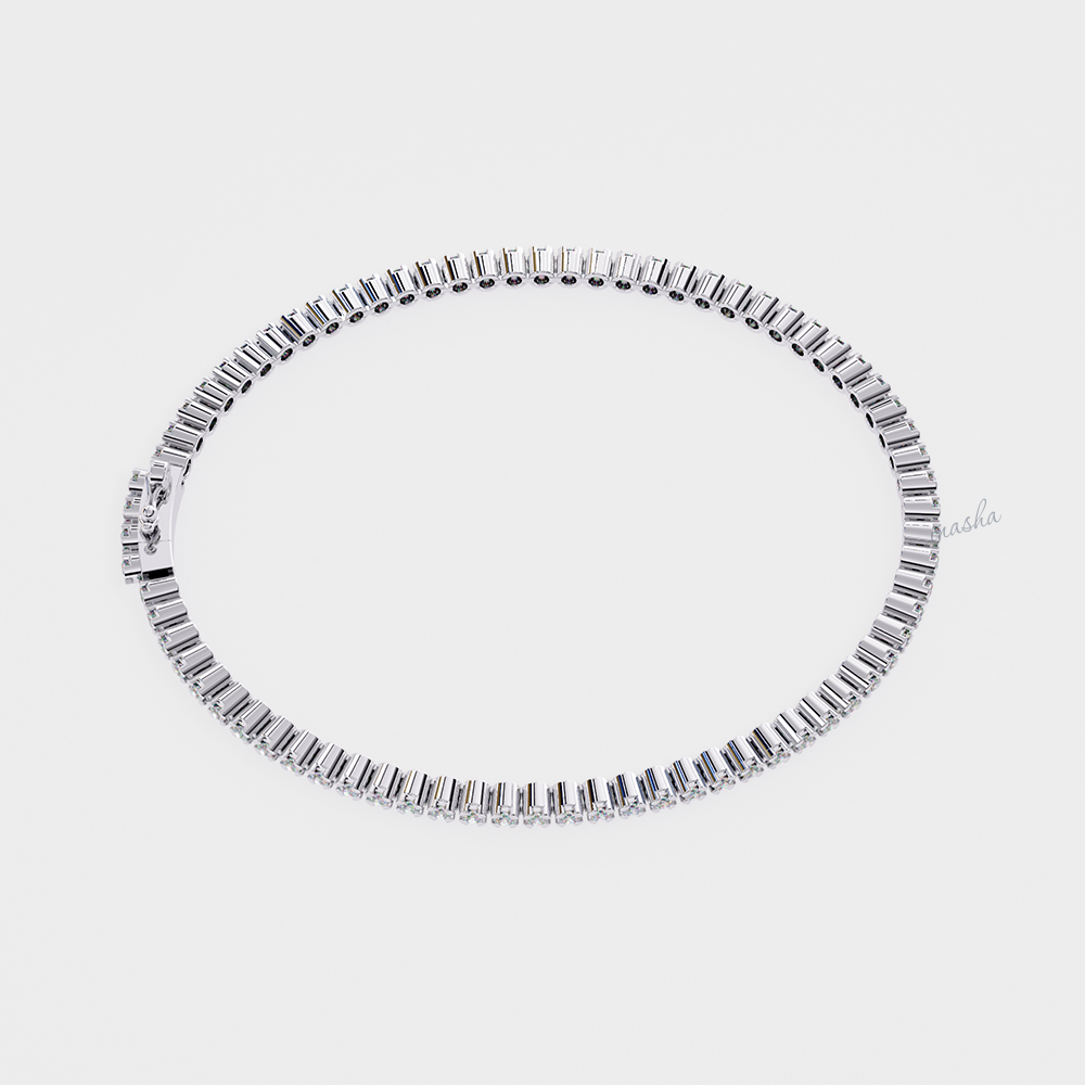 Platinum  Tennis Bracelet with  Round Cut Lab-Grown Diamonds