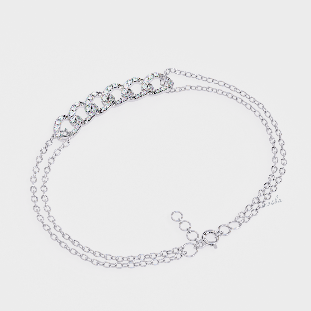 Luxury White Gold Lab-Grown Diamond Bracelet Round Cut