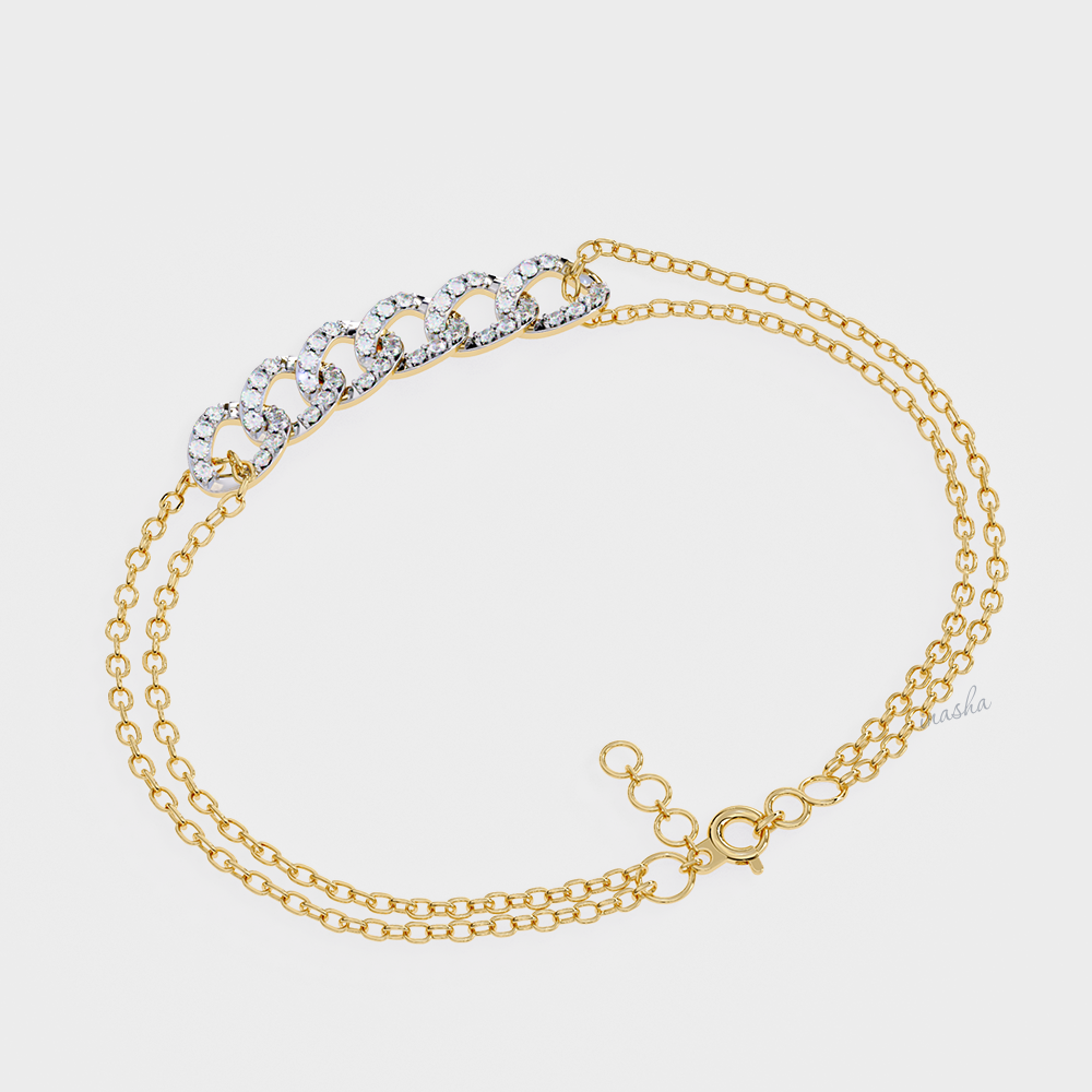 Yellow Gold Round Cut Lab-Grown Diamond Bracelet Luxury Jewelry