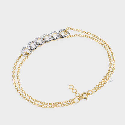 Yellow Gold Round Cut Lab-Grown Diamond Bracelet Luxury Jewelry