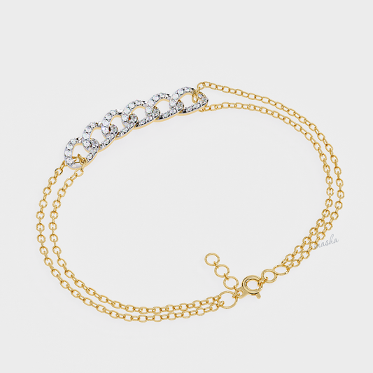 Yellow Gold Round Cut Lab-Grown Diamond Bracelet Luxury Jewelry