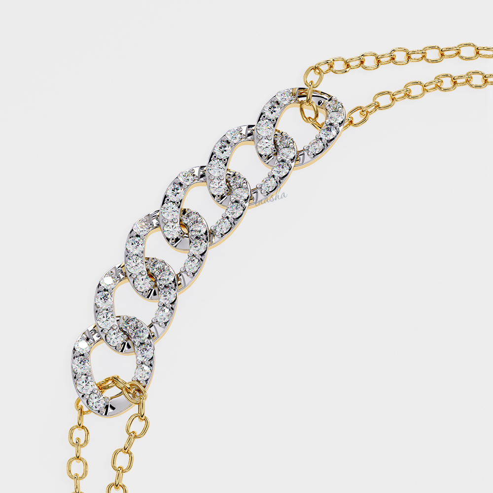 Certified Yellow Gold Lab Diamond Bracelet with Round Stones