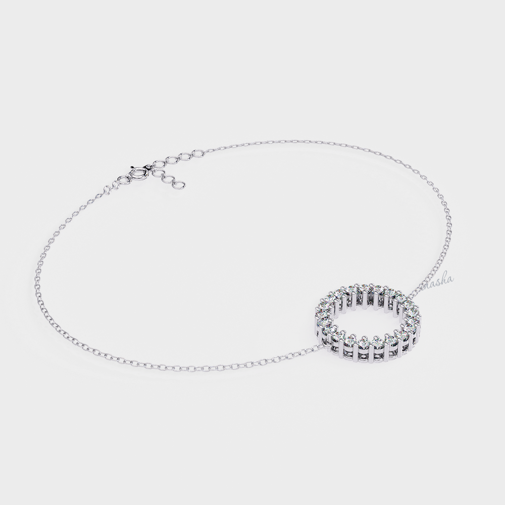 Lab-Grown Round Cut Diamond Bracelet in White Gold