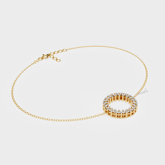 Lab-Grown Round Cut Diamond Bracelet in Yellow Gold