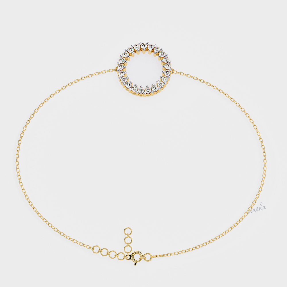 Elegant Round Cut Lab-Grown Diamond Bracelet Yellow Gold