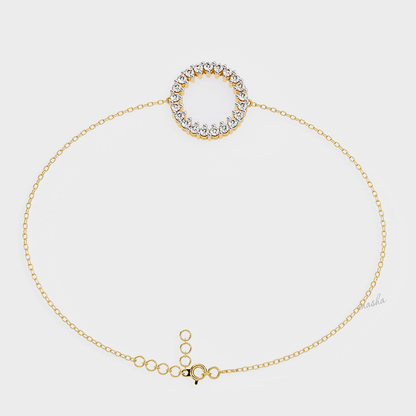 Elegant Round Cut Lab-Grown Diamond Bracelet Yellow Gold