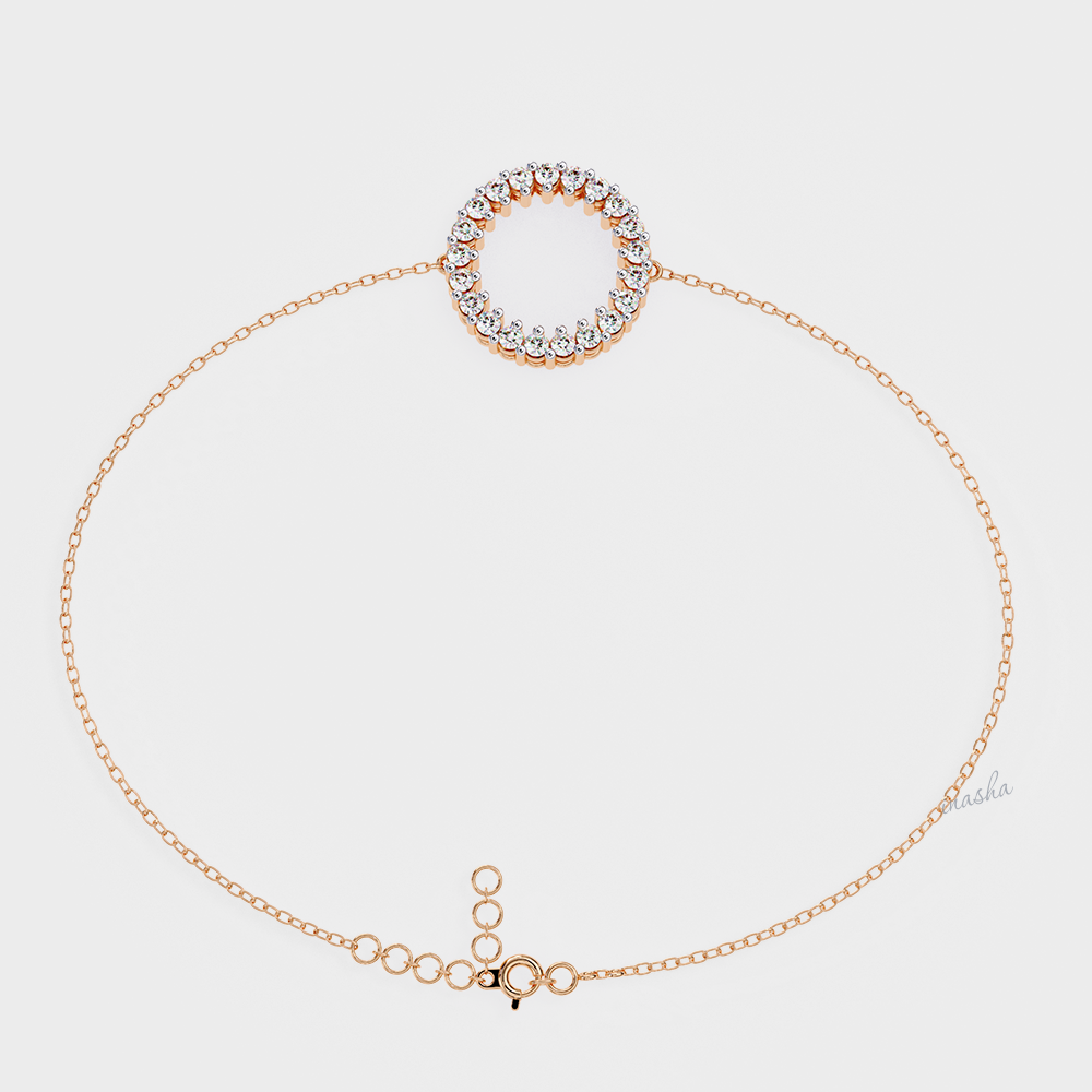 Romantic Round Cut Lab-Grown Diamond Bracelet in Rose Gold