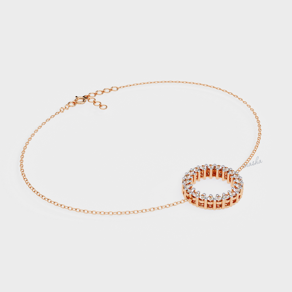 Lab-Grown Round Cut Diamond Bracelet in Rose Gold