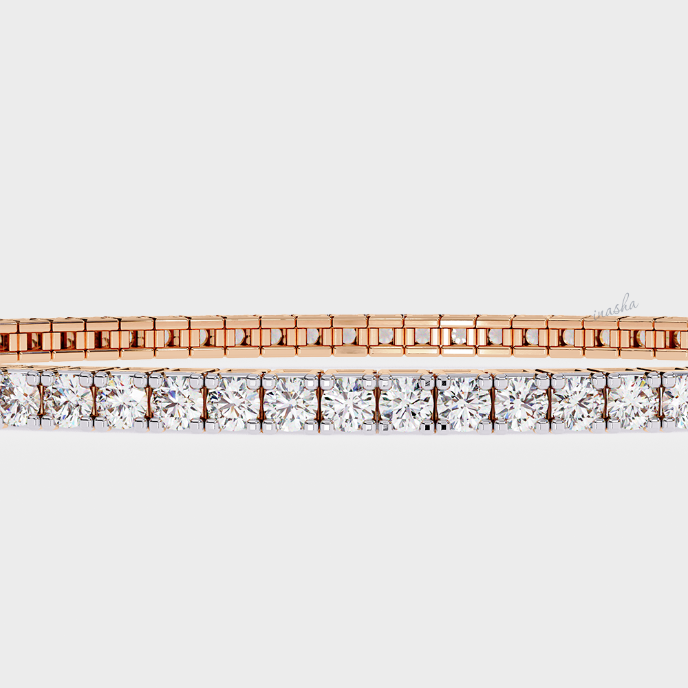 Certified Rose Gold Tennis Bracelet with Lab-Created Diamonds