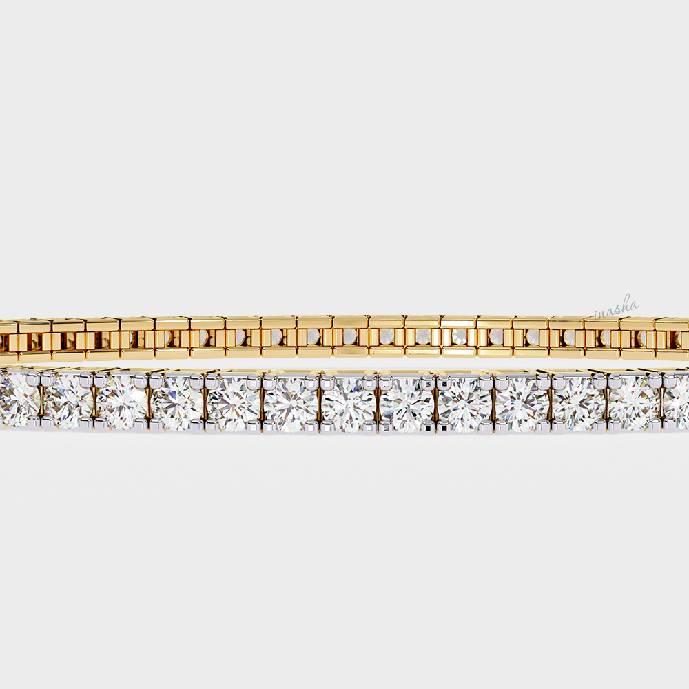 Certified Yellow Gold Tennis Bracelet with Lab-Created Diamonds