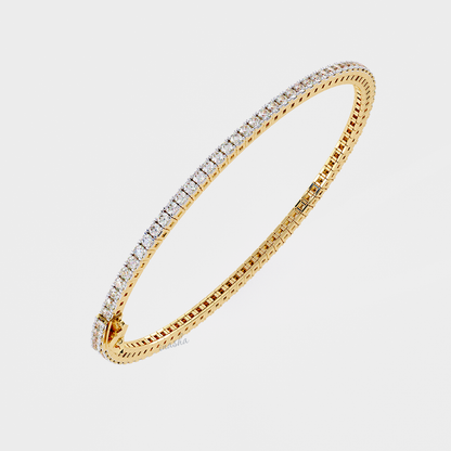 Classic Yellow Gold Tennis Bracelet with Round Lab Diamonds