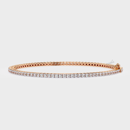 Rose Gold Lab-Grown Diamond Tennis Bracelet Round Cut Style