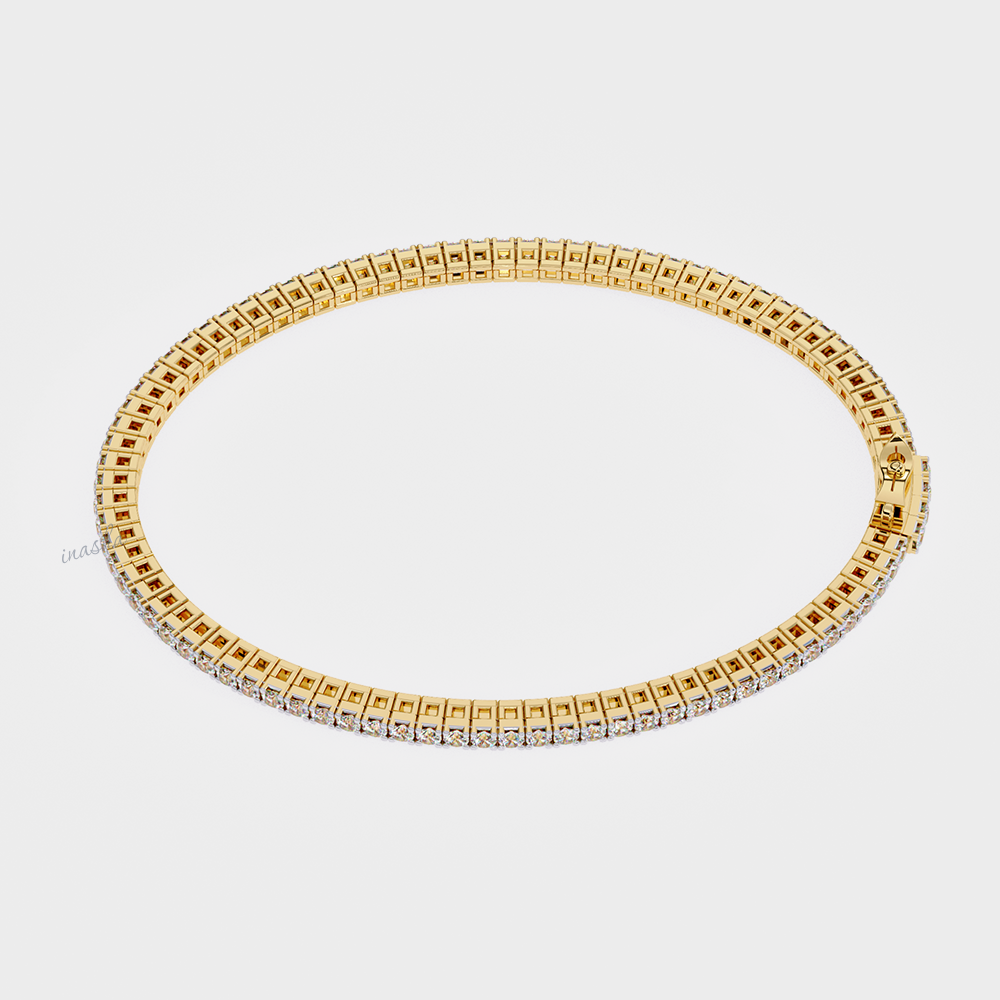 Premium Yellow Gold Lab-Grown Diamond Tennis Bracelet