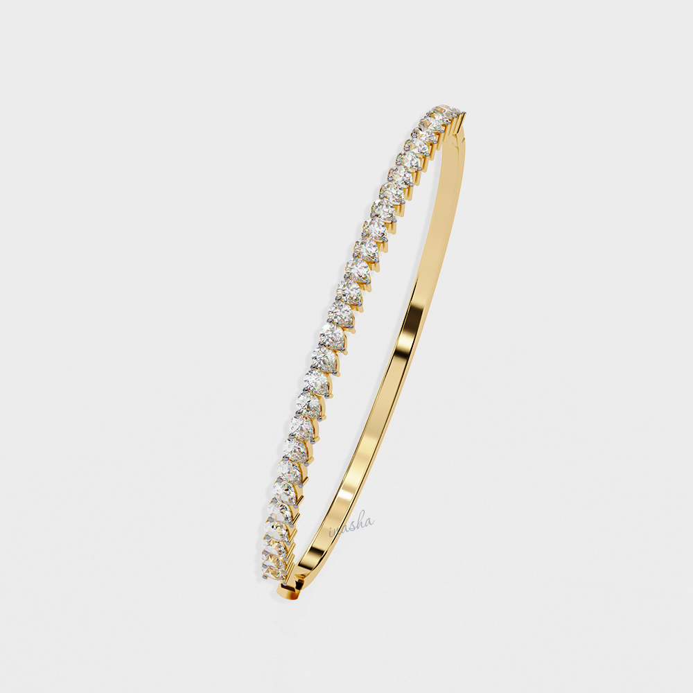 Classic Pear Cut Lab Diamond Kada Bracelet in Yellow Gold