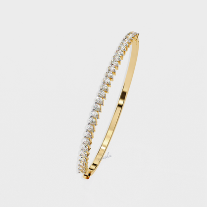 Classic Pear Cut Lab Diamond Kada Bracelet in Yellow Gold